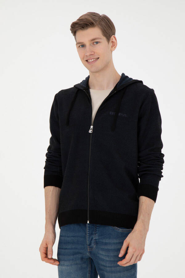 Men's Navy Knit Cardigan - 3