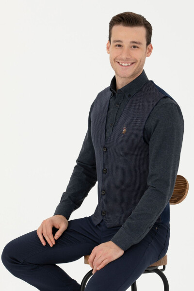 Men's Navy Knit Cardigan - 1