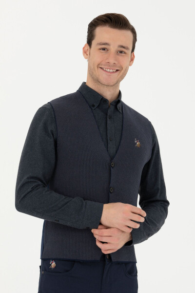 Men's Navy Knit Cardigan - 3