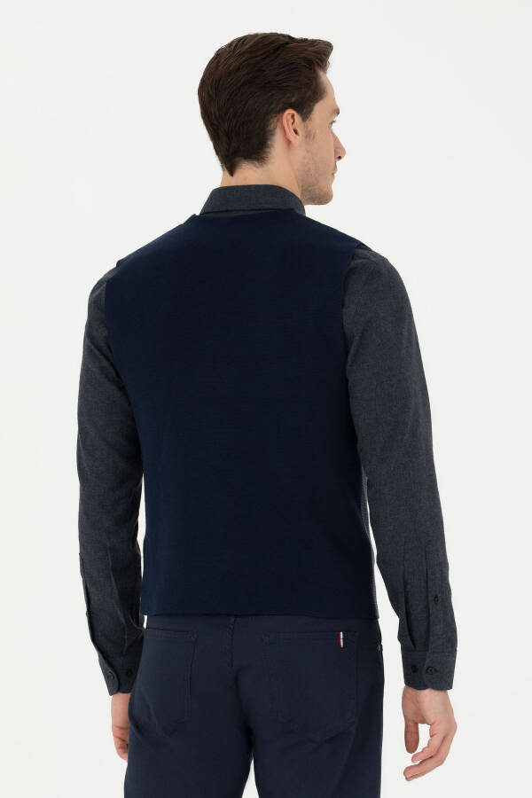 Men's Navy Knit Cardigan - 5