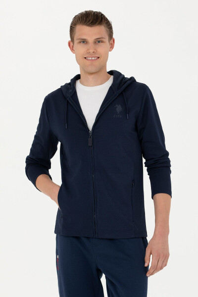 Men's Navy Knit Cardigan - 1