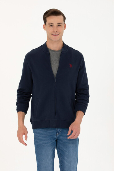 Men's Navy Knit Cardigan - 1