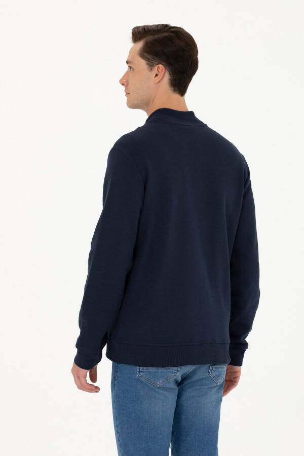 Men's Navy Knit Cardigan - 4