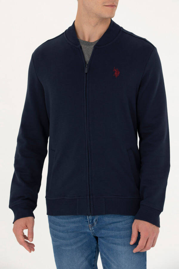 Men's Navy Knit Cardigan - 5