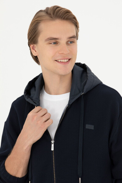 Men's Navy Knit Cardigan - 3