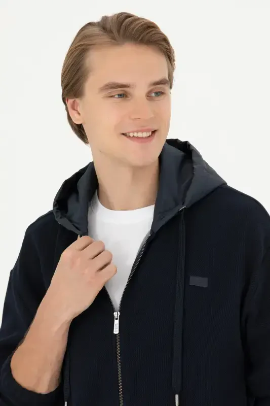 Men's Navy Knit Cardigan - 2