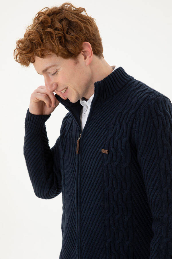 Men's Navy Knit Cardigan - 2