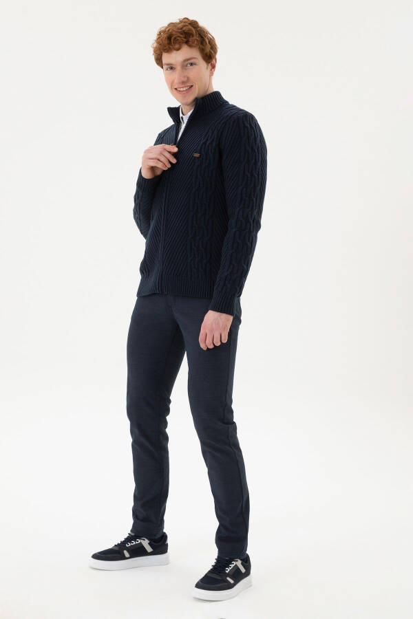 Men's Navy Knit Cardigan - 4