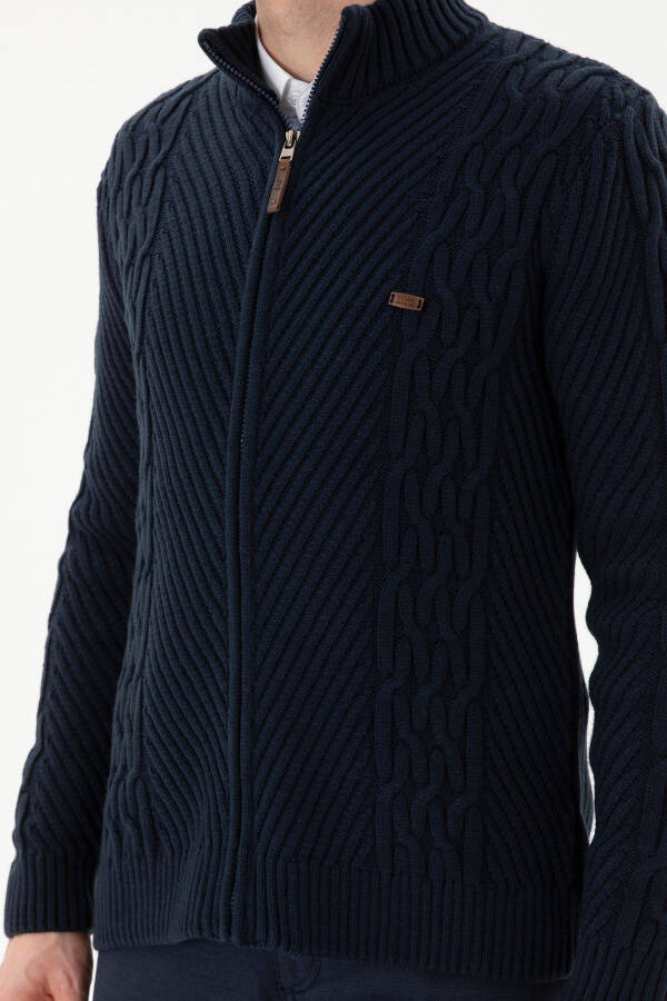 Men's Navy Knit Cardigan - 6