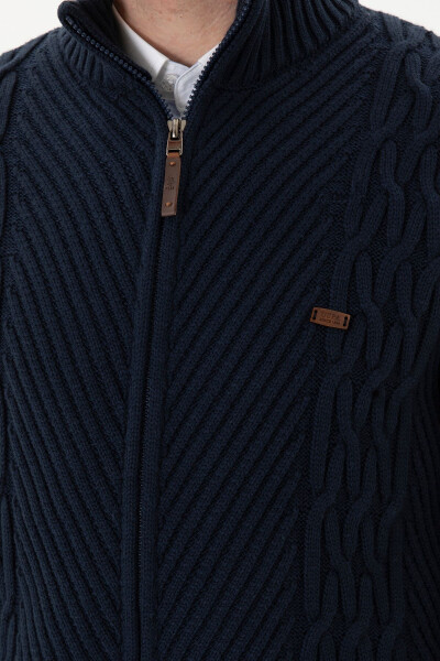 Men's Navy Knit Cardigan - 7