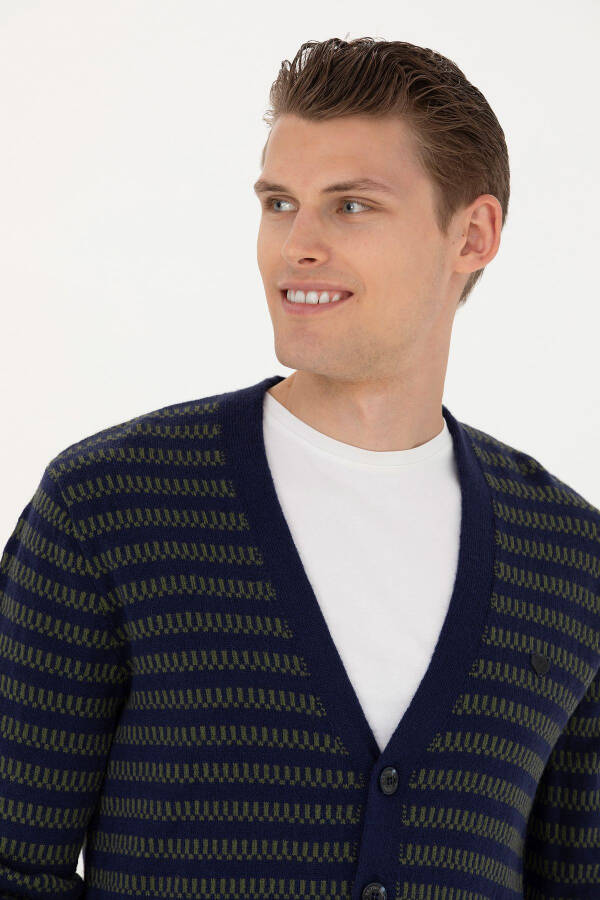 Men's Navy Knit Cardigan - 2