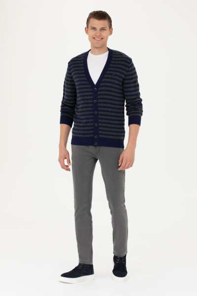 Men's Navy Knit Cardigan - 4