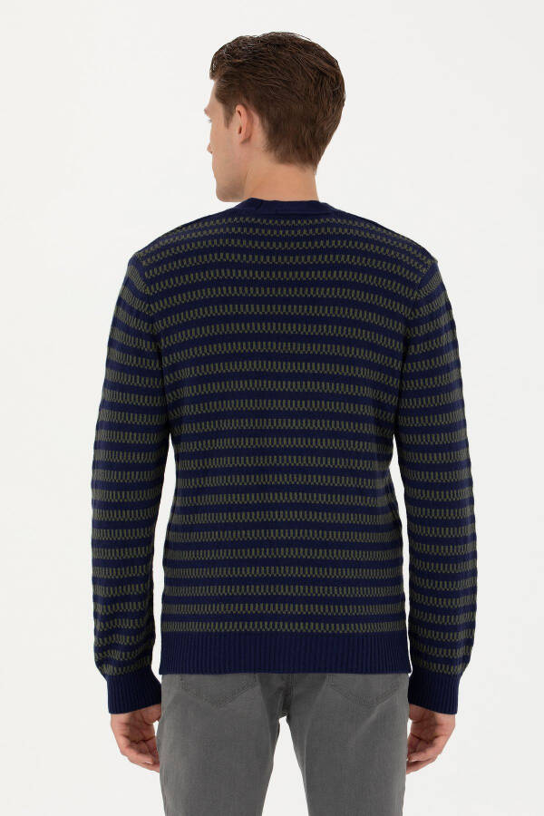 Men's Navy Knit Cardigan - 5