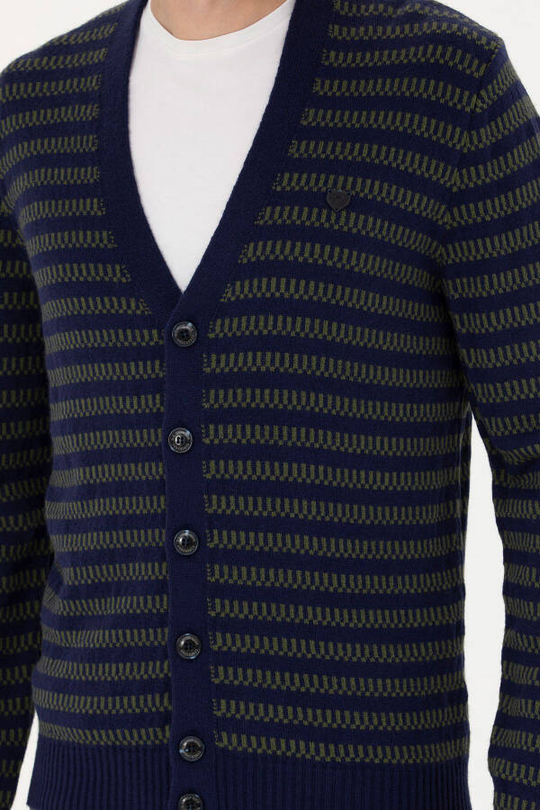 Men's Navy Knit Cardigan - 6