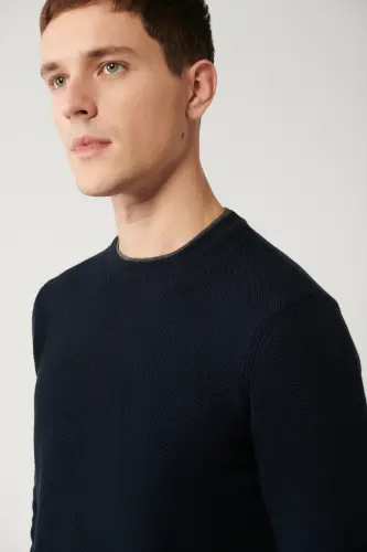 Men's Navy Knit Sweater - AVVA (1)