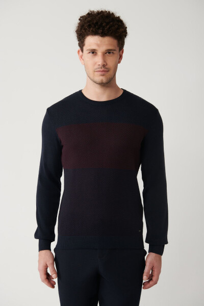 Men's Navy Knit Sweater - 7