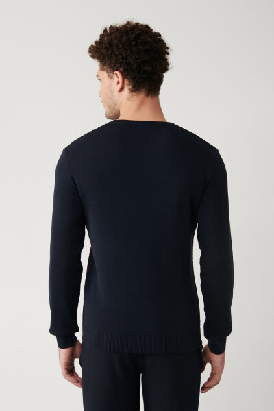 Men's Navy Knit Sweater - 11