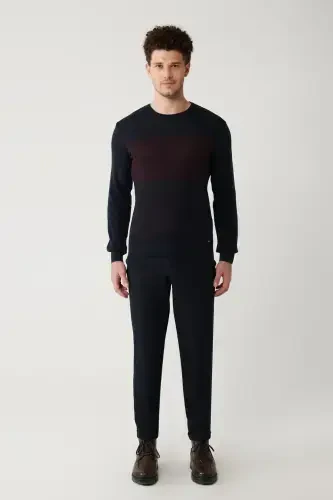 Men's Navy Knit Sweater - 6