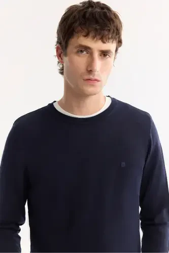 Men's Navy Knit Sweater - AVVA (1)