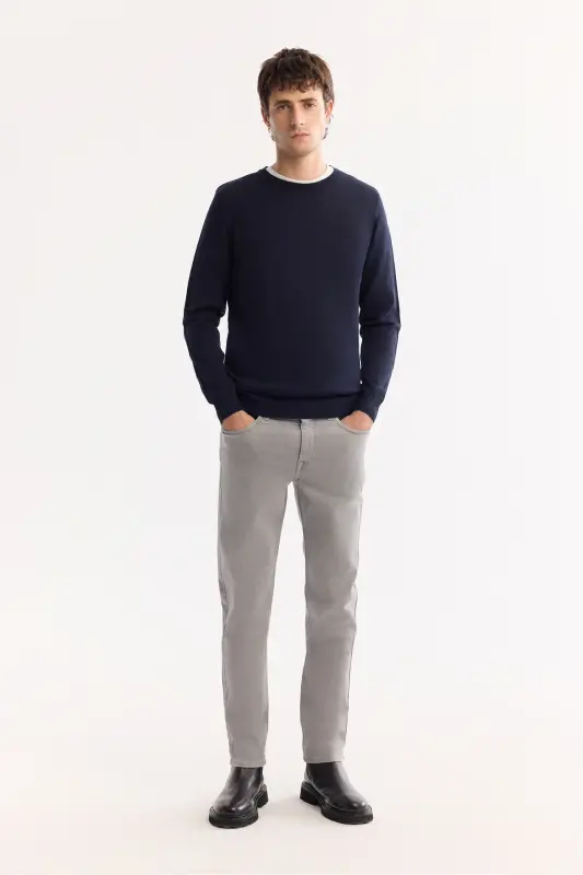 Men's Navy Knit Sweater - 5