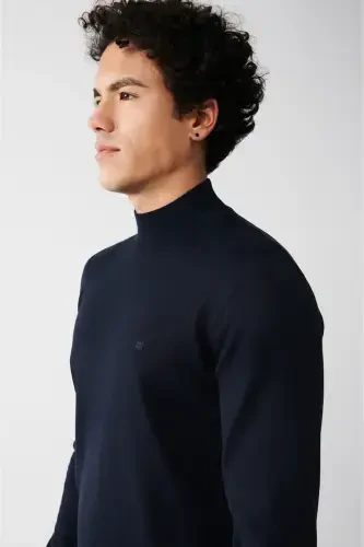 Men's Navy Knit Sweater - AVVA (1)