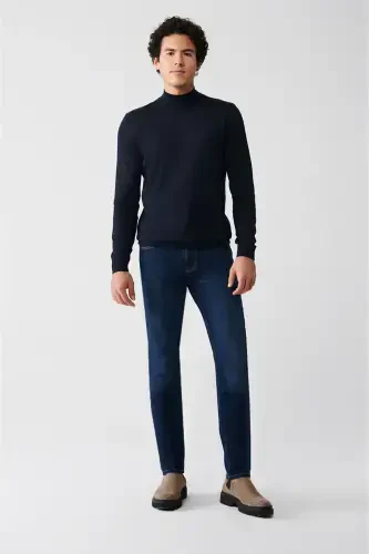Men's Navy Knit Sweater - 5