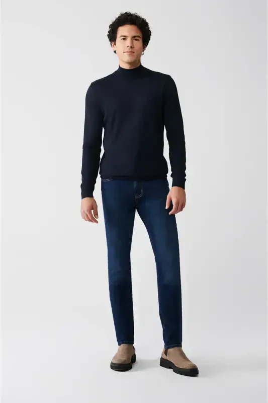 Men's Navy Knit Sweater - 5