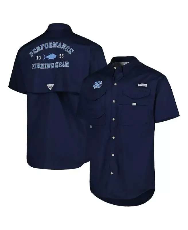 Men's Navy North Carolina Tar Heels Bonehead Button-Up Shirt-Navy - 1