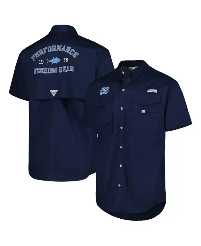 Men's Navy North Carolina Tar Heels Bonehead Button-Up Shirt-Navy - 2