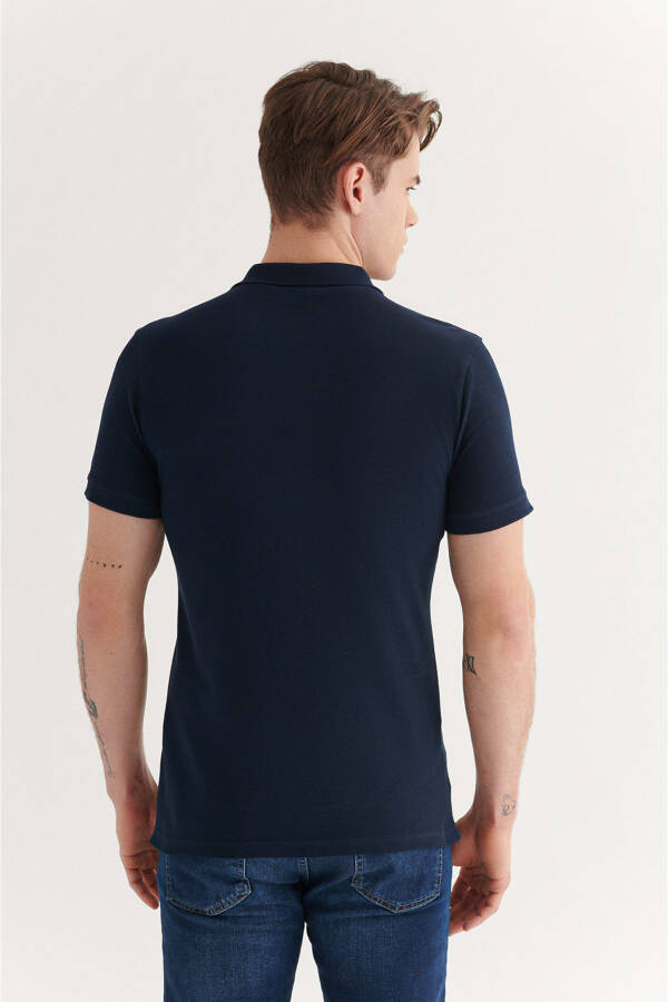 Men's Navy Polo Collar T-shirt 100% Cotton Cool Fit Regular Fit E001004 - 18