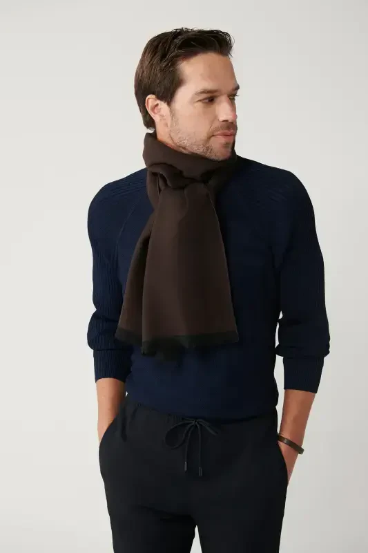 Men's Navy Rayon Knit Sweater - AVVA