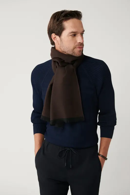 Men's Navy Rayon Knit Sweater - AVVA