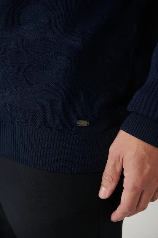 Men's Navy Rayon Knit Sweater - 2