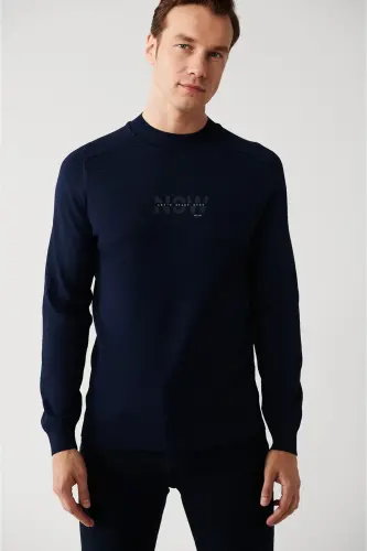 Men's Navy Rayon Knit Sweater 