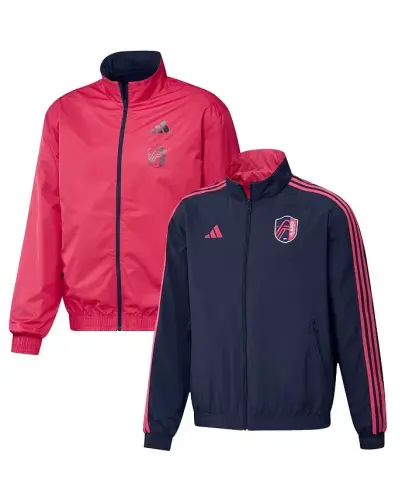 Men's Navy, Red St. Louis City SC 2023 On-Field Anthem Full-Zip Reversible Team Jacket-Navy, Red - 2