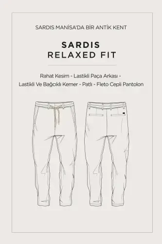 Men's Navy Sardis Relaxed Fit Pants Knit Waist Elastic A41y3036 - 8