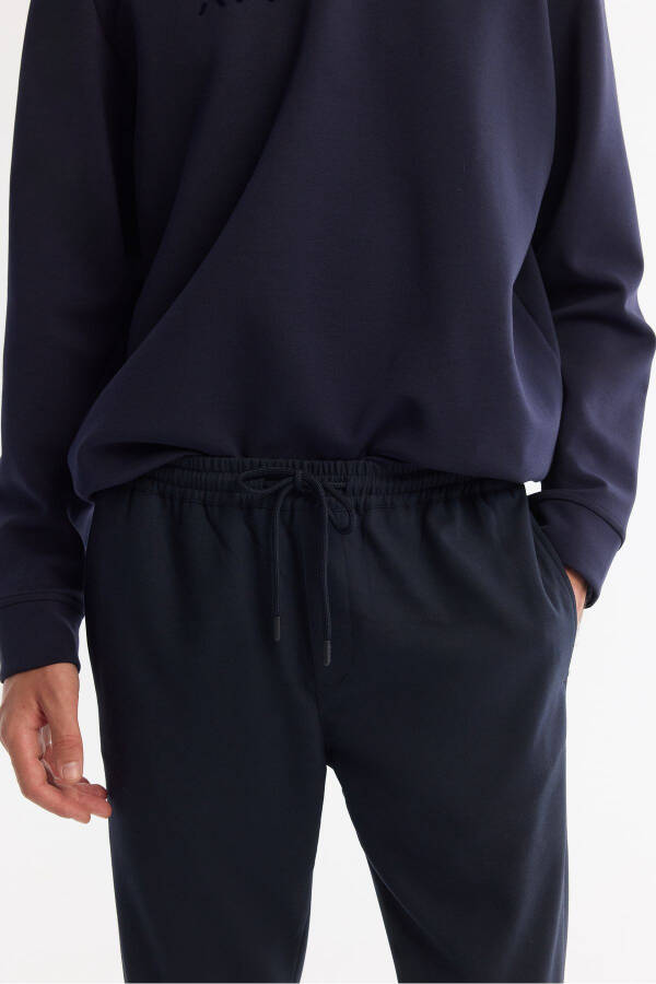 Men's Navy Side Pocket Elastic Waist Drawstring Relaxed Fit Jogger Pants E003000 - 4