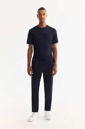 Men's Navy Side Pocket Elastic Waist Drawstring Relaxed Fit Jogger Pants E003000 - 1