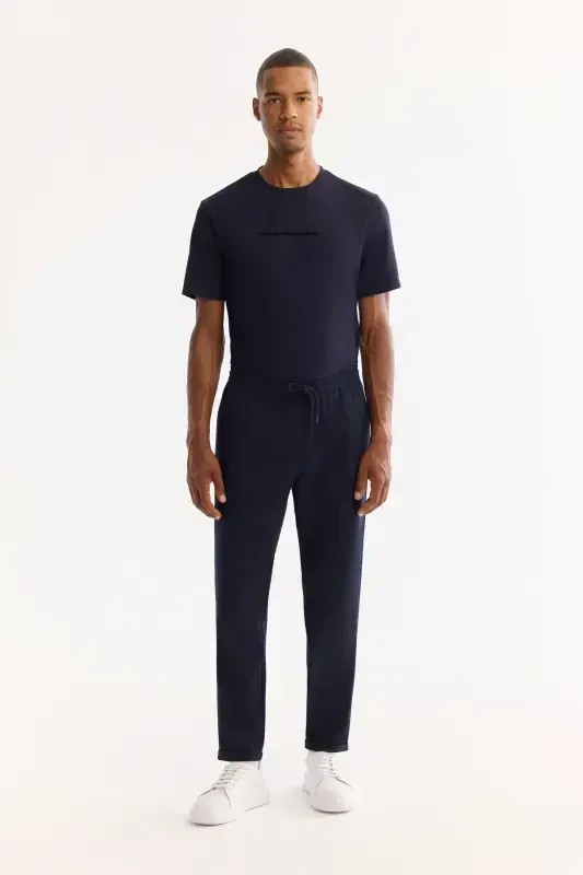 Men's Navy Side Pocket Elastic Waist Drawstring Relaxed Fit Jogger Pants E003000 - 1