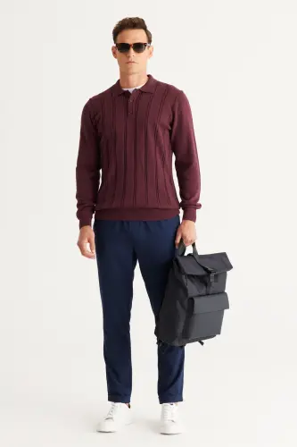 Men's Navy Slim Fit Comfort Fit Tie Waist Side Pocket Jogger Pants-Navy 