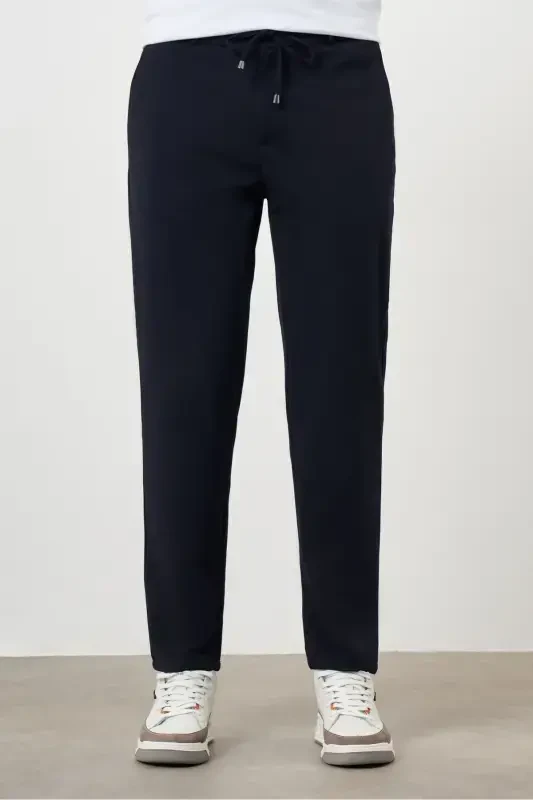Men's Navy Slim Fit Jogger Pants-Navy - 1