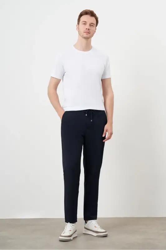 Men's Navy Slim Fit Jogger Pants-Navy - 7