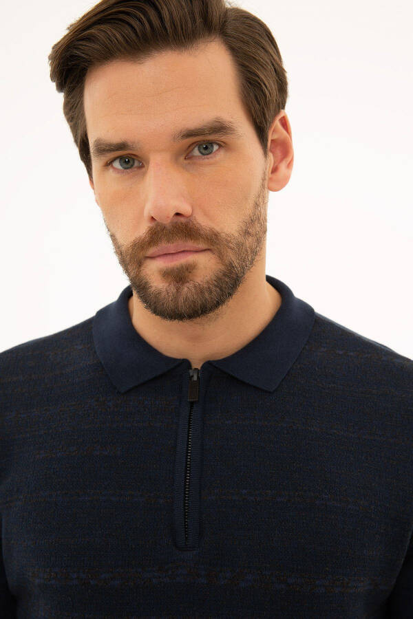 Men's Navy Slim Fit Knit Sweater - 2