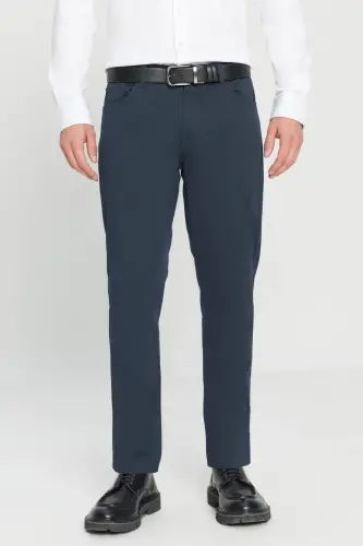 Men's Navy Slim Fit Skinny 5 Pocket Cotton Canvas Stretch Chino Pants 