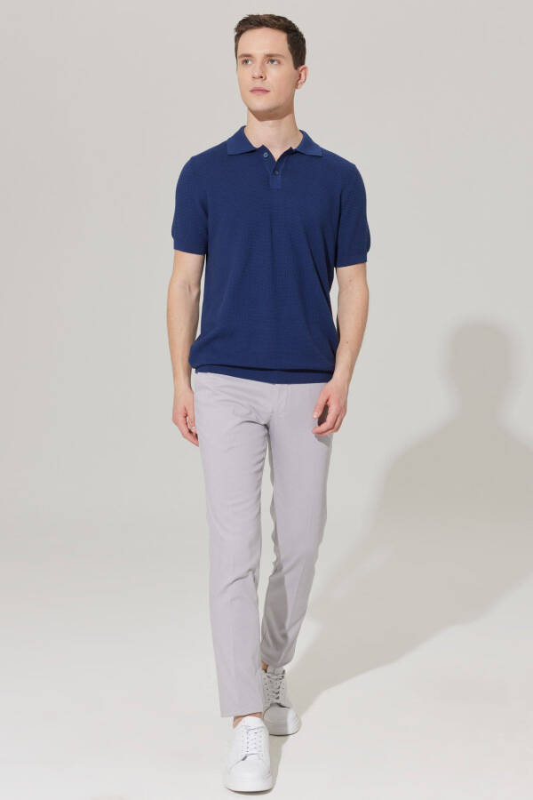 Men's Navy Standard Fit Regular Cut Polo Neck 100% Cotton Short Sleeve Knitted T-Shirt - 2