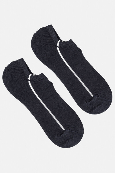 Men's Navy Striped Bamboo Slipper Socks - 5