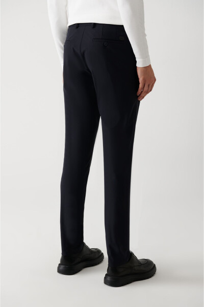 Men's Navy Suit Dress Pants Water Repellent Fabric 360 Degree Flexible Side Pocket Slim Fit A32y3212 - 5