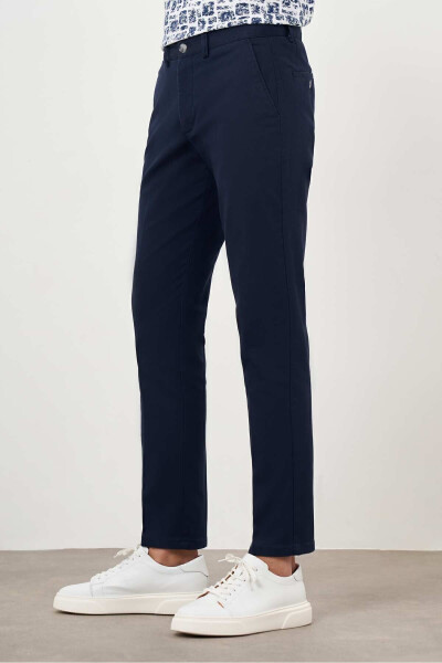 Men's Navy Summer Cotton Side Pocket Dynamic Fit Chino Pants - 13