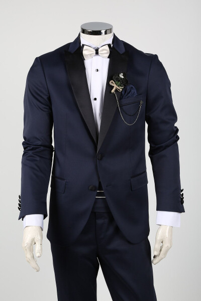 Men's Navy Terral Tuxedo Groom Suit - 2