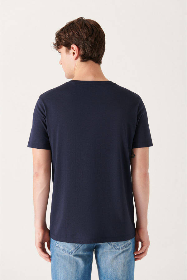 Men's Navy Ultrasoft V-Neck Plain Regular Fit Modal T-Shirt B001173 - 14